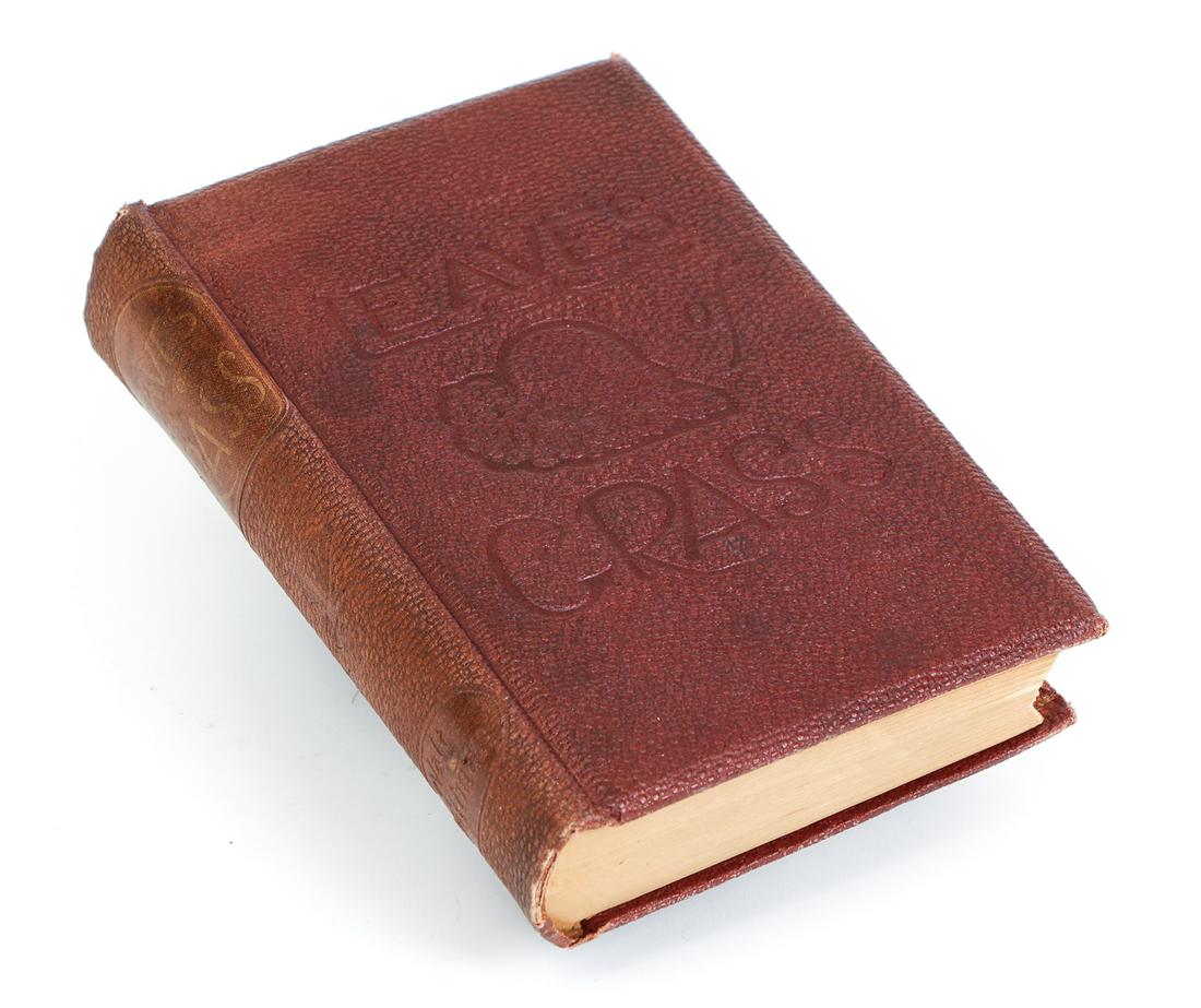 Walt Whitman Leaves of Grass Pirated Edition: Whitman, Walt, Leaves of Grass, Boston and Thayer, 1860, 3rd pirated edition, residue from pocket removal from rear endpaper, a nice clean, tight copy.