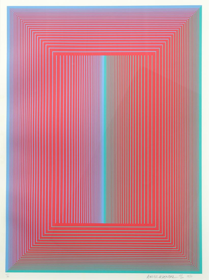 RICHARD ANUSKIEWICZ original serigraph Sequential VI: Anuszkiewicz, Richard (American, born 1930 ), Sequential VI (from the Sequential Portfolio), 1972, serigraph printed in colors, 26 x 19 inches, pencil signed and numbered 27/200, dated and titled VI,