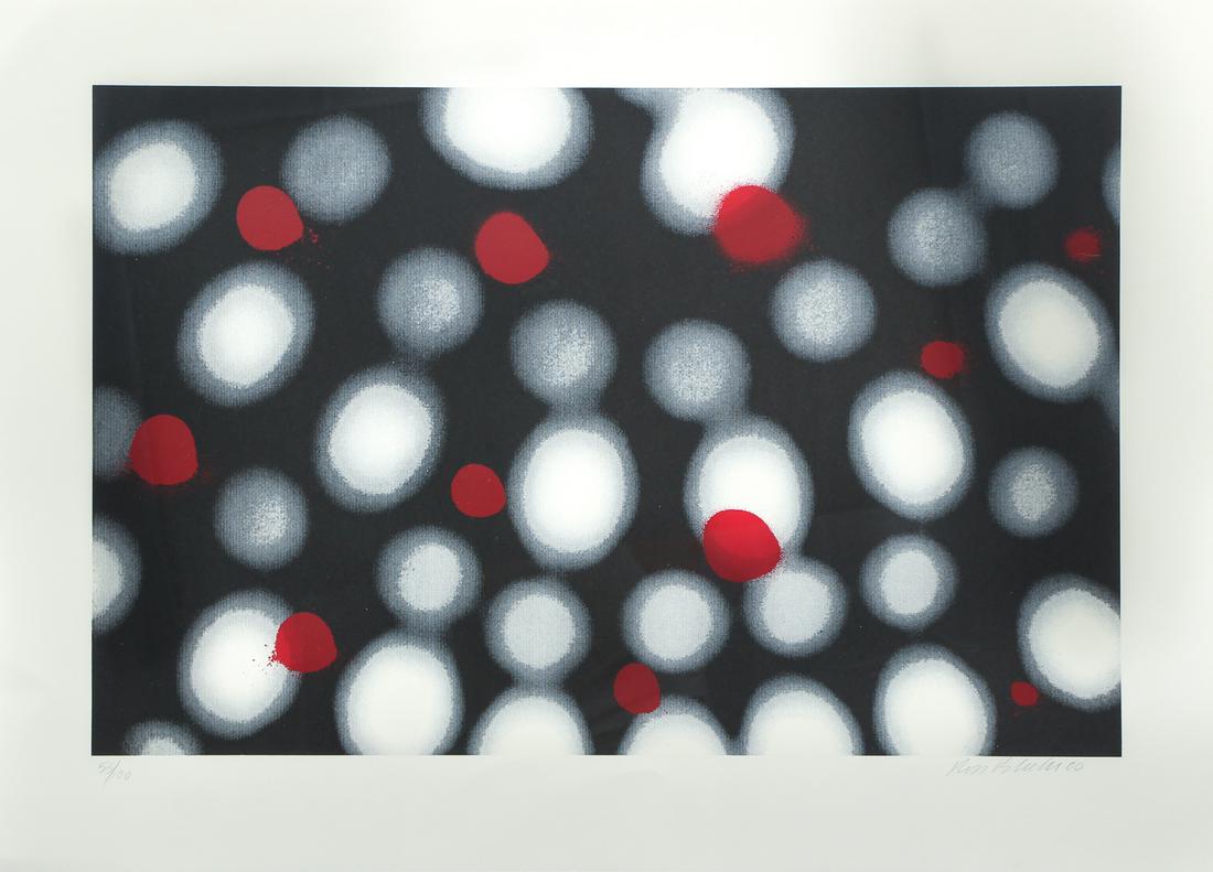 Ross Bleckner 2000 Untitled orig serigraph: Bleckner, Ross (American, b. 1949), Untitled, 2000; Screenprint in colors , 16.25 x 24.5 inches, pencil signed, dated and numbered 55/100, Provenance: Private Collection, New Jersey, framed in a silve