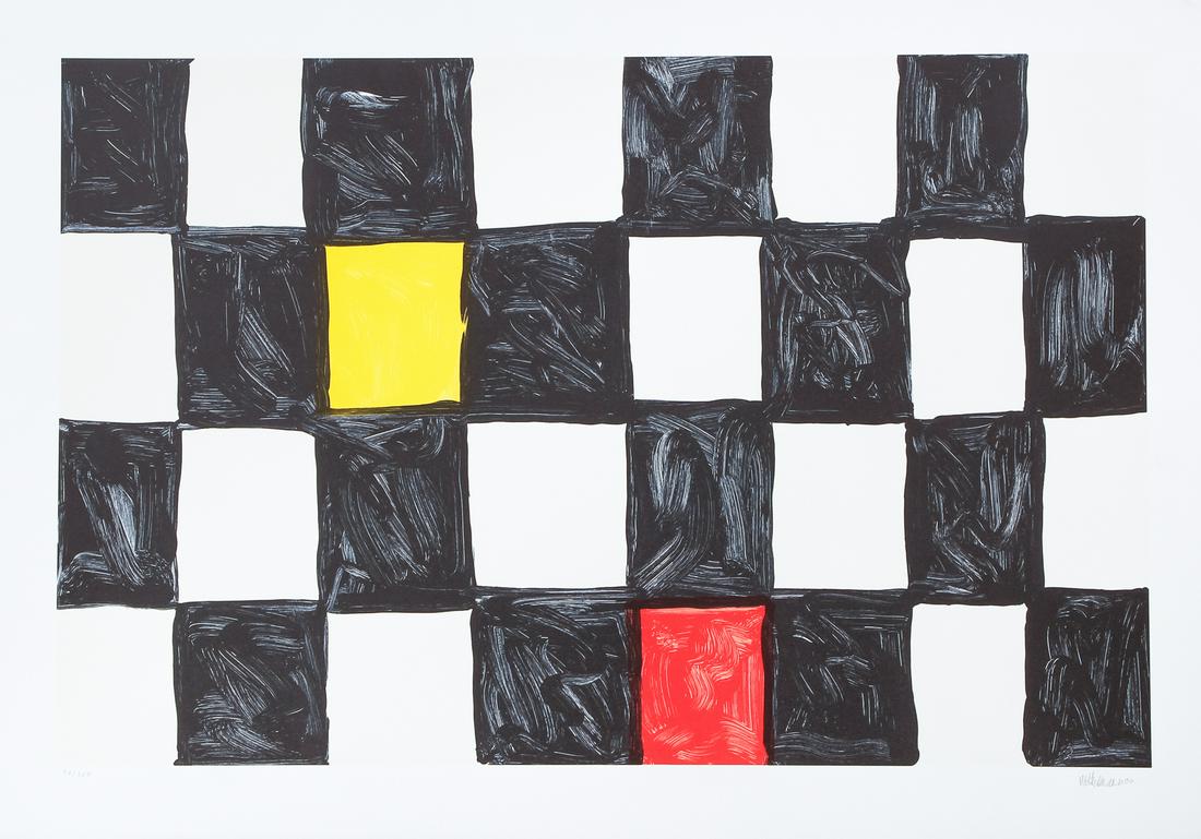 Mary Heilmann original lithograph African, 2000: Heilmann, Mary (American, born 1940), African, 2000, lithograph printed in colors, 23 x 34.5 inches, pencil signed and numbered 82/350, unframed