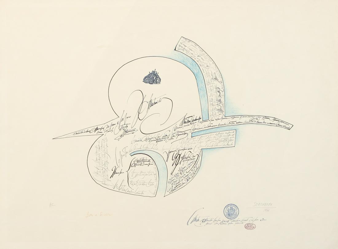 Saul Steinberg 1966 signed lithograph Speech: Steinberg, Saul (Speech 1966, original lithograph in colors, pencil signed and inscribed HC and red pencil "Bon a Tirer", . Editor Maeght, Paris, aside from the edition of 75 signed copies Number : 15