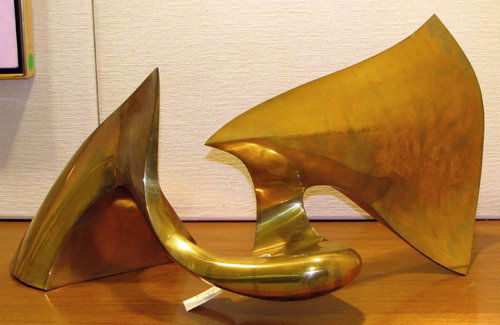 Marty Ingram Star Rider Sculpture: Artist: Ingram, Marty (American, b. 1950) Title: Star Rider Medium: welded and polished copper Dimensions: 16 x 31 x 19.75 inches Signature: apparently unsigned