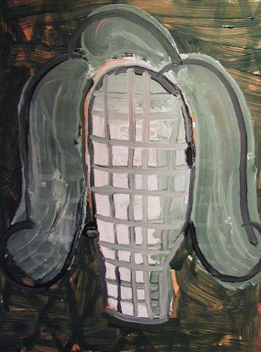 Gary Komarin encaustic: Komarin, Gary Head, 1977 encaustic on paper 22.25 x 17 x .25 inches possibly signed on reverse framed in white washed wood measuring 28 x 22 inches