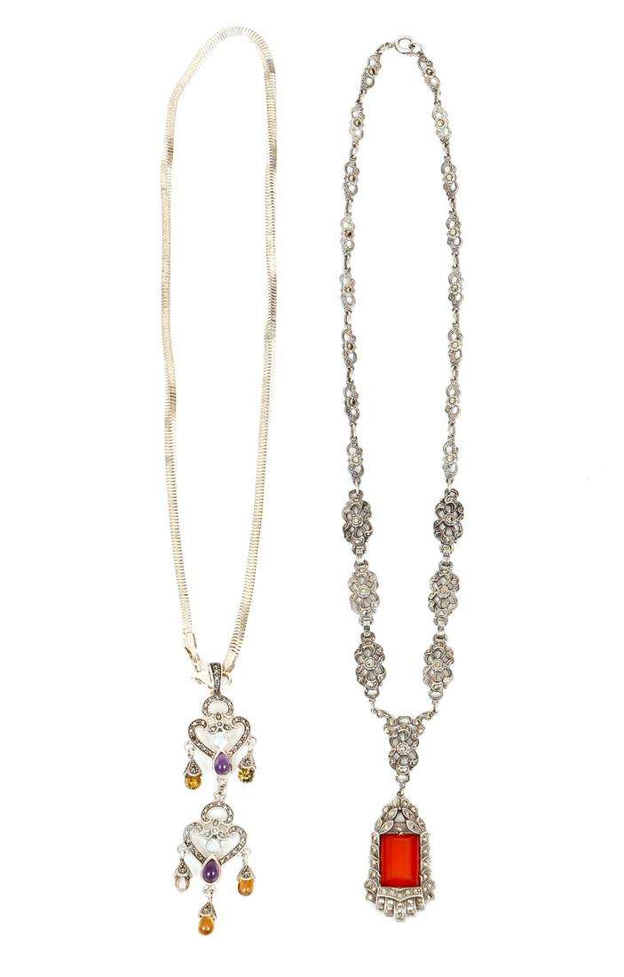 Two Silver & Semi-Precious Stone Necklaces (1 of 8)
