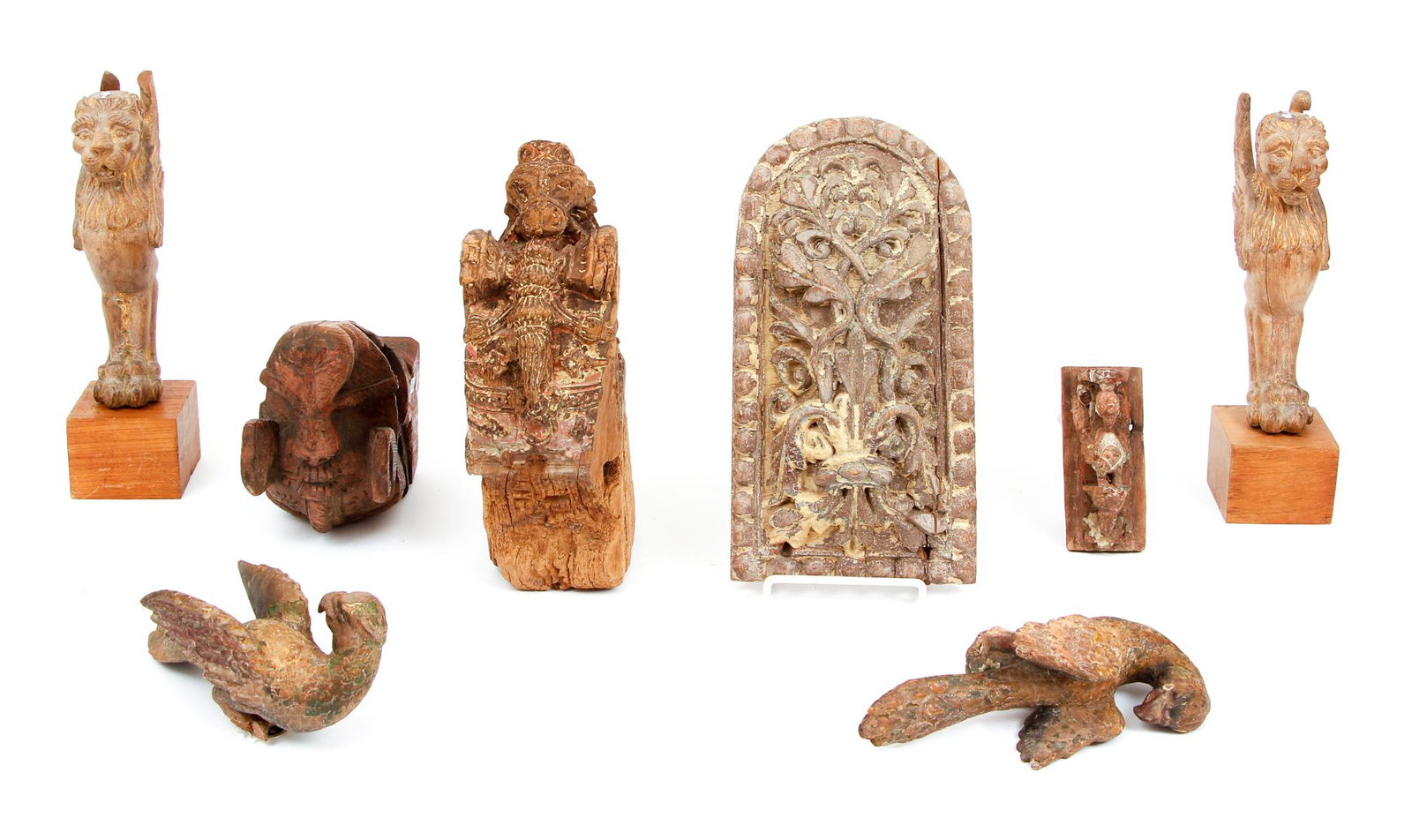 Eight Antique Indian Carved Elements (1 of 14)