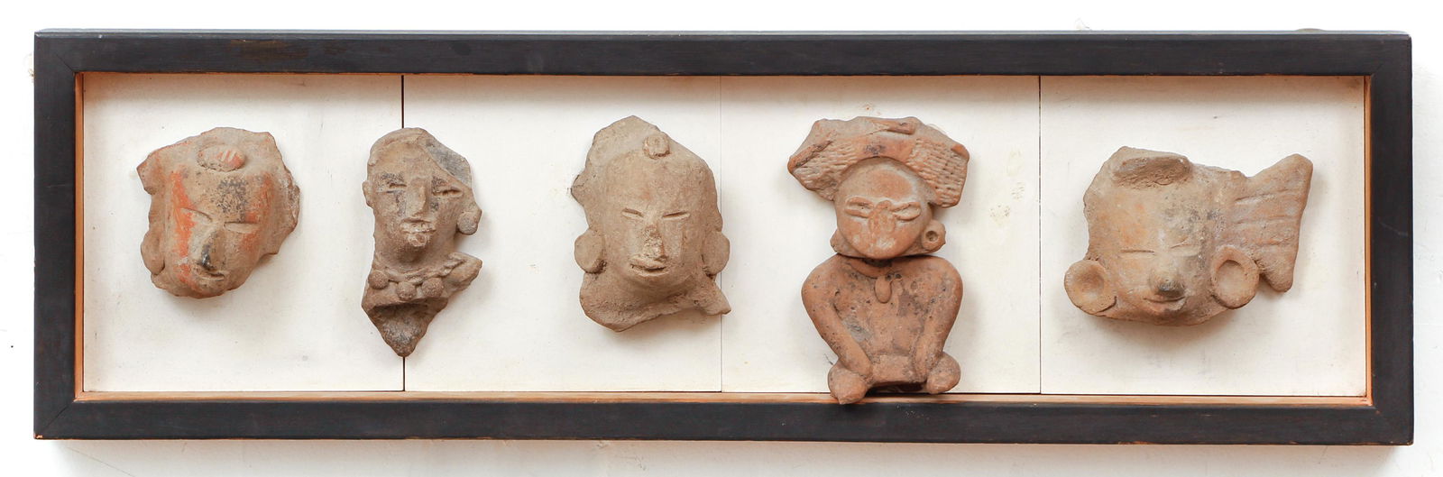 Five Pre Columbian Figures Mounted in Frame (1 of 8)