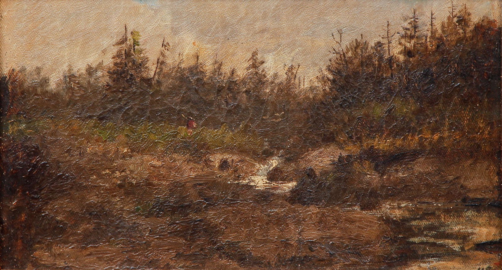 Victorian Oil Landscape with Indian Hunter (1 of 7)