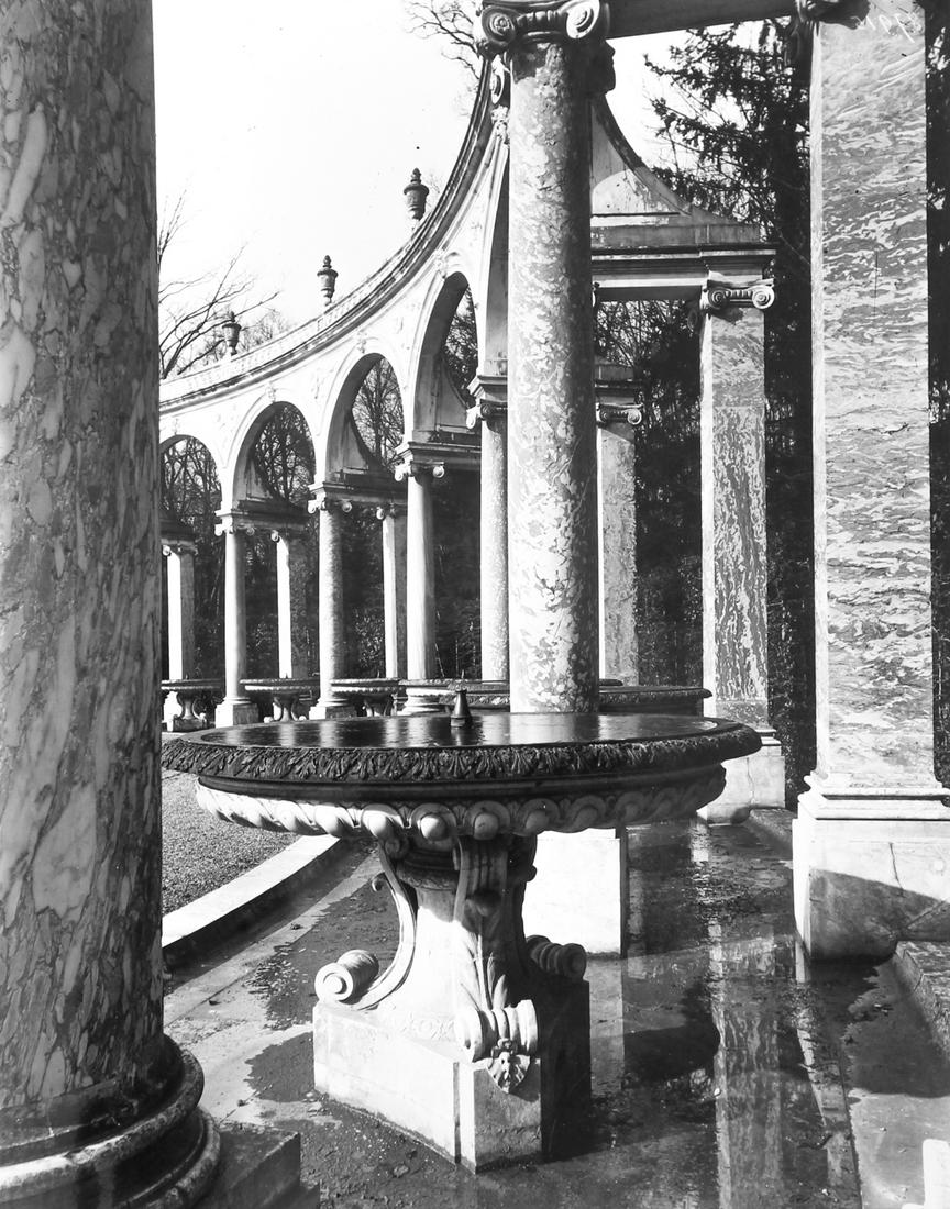Eugene Atget gelatin silver print Architectural Detail,: Atget, Eugene (French, 1857-1927), Architectural Detail, Likely Versailles, c. 1905-1915 (printed in 1975 from original glass plate negatives by Caisse Nationale), with Caisse Nationale stamp and acce