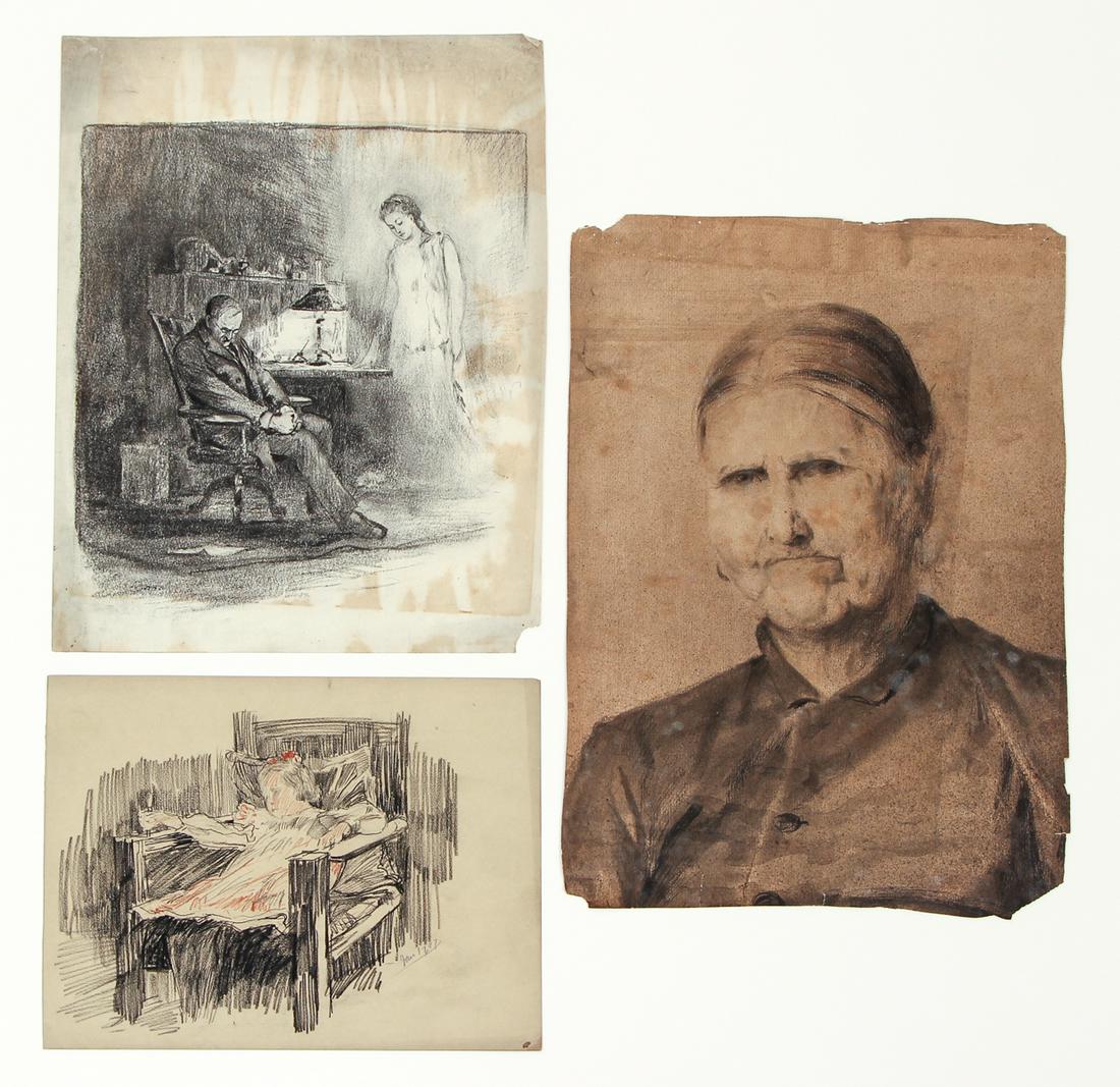 John W. Beatty, 3 Figural Drawings (1 of 10)