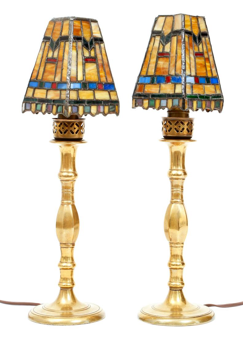 Pair of Arts and Crafts Leaded Shades (1 of 8)