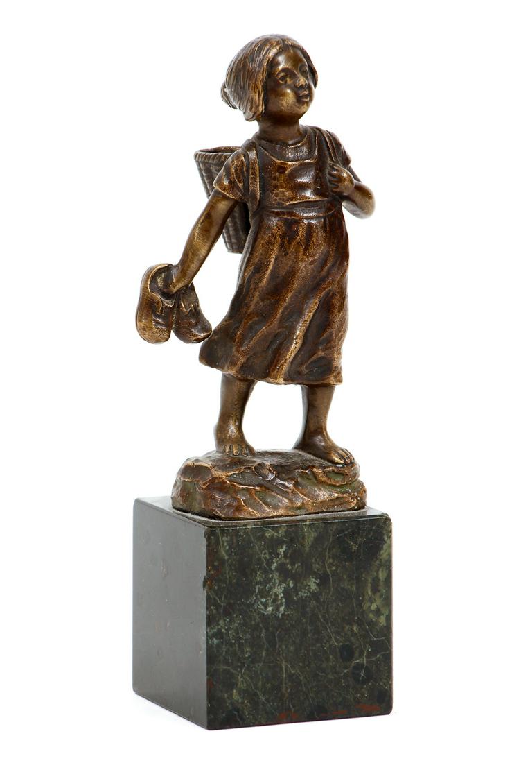 Small Figural Bronze of Girl by Julius Schmidt Felling (1 of 6)