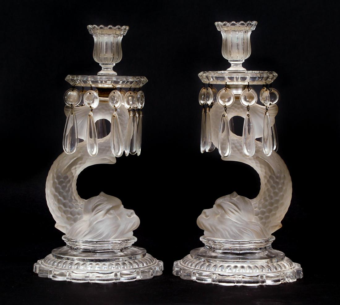 Pair 19th Century Baccarat Dolphin Candlesticks (1 of 9)