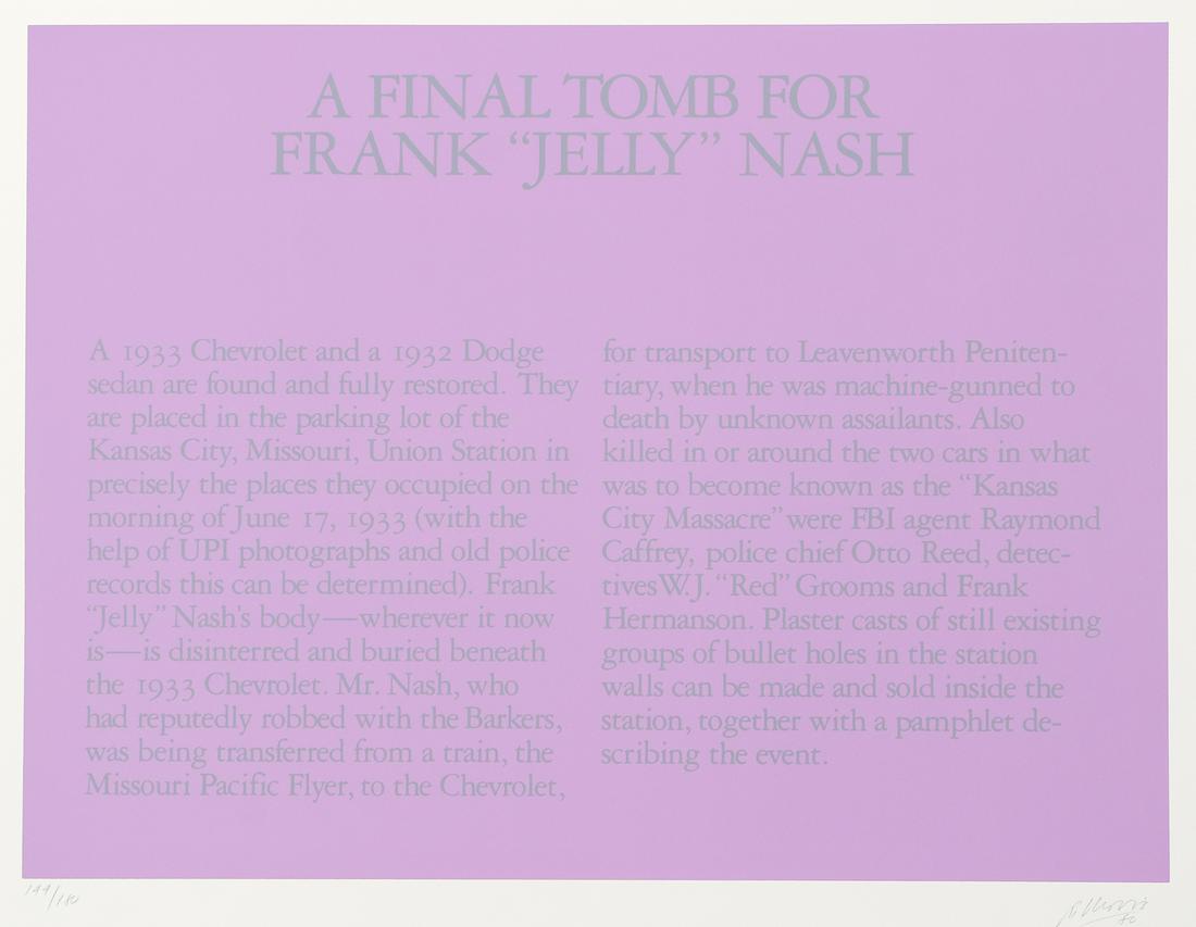 Robert Morris signed screenprint  A Final Tomb for (1 of 6)