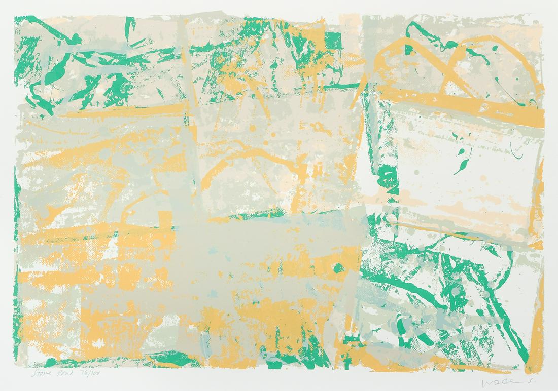 2 Walter Darby Bannard orig silkscreens, signed: Bannard, Walter Darby (American, b. 1934), Stone Pond; Black Pound Night, Medium: serigraphs printed in colors, Dimensions: 20.5 x 30.5 inches each, Edition Number: 76/100; 95/100 Signature: Pencil si