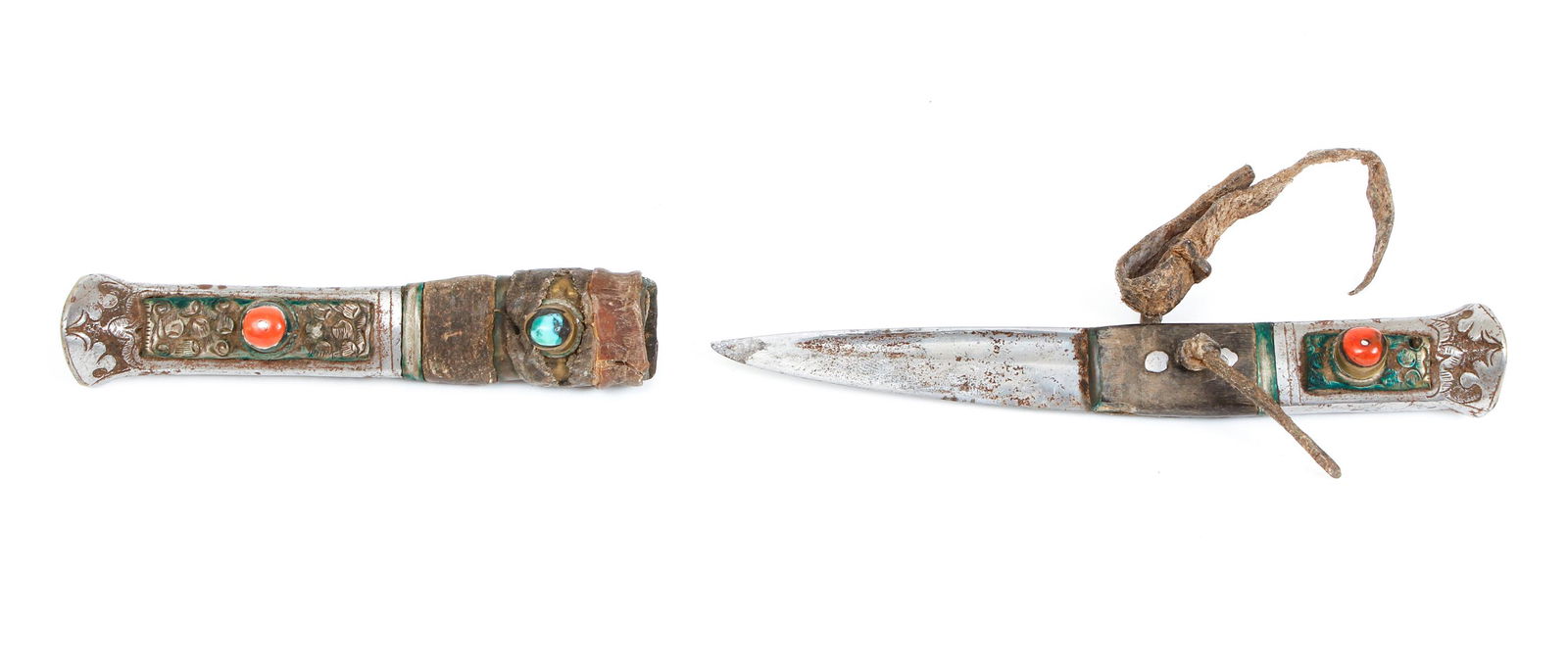 Tibetan Knife With Sheath Silver Tibetan Knife With Sheath Silver