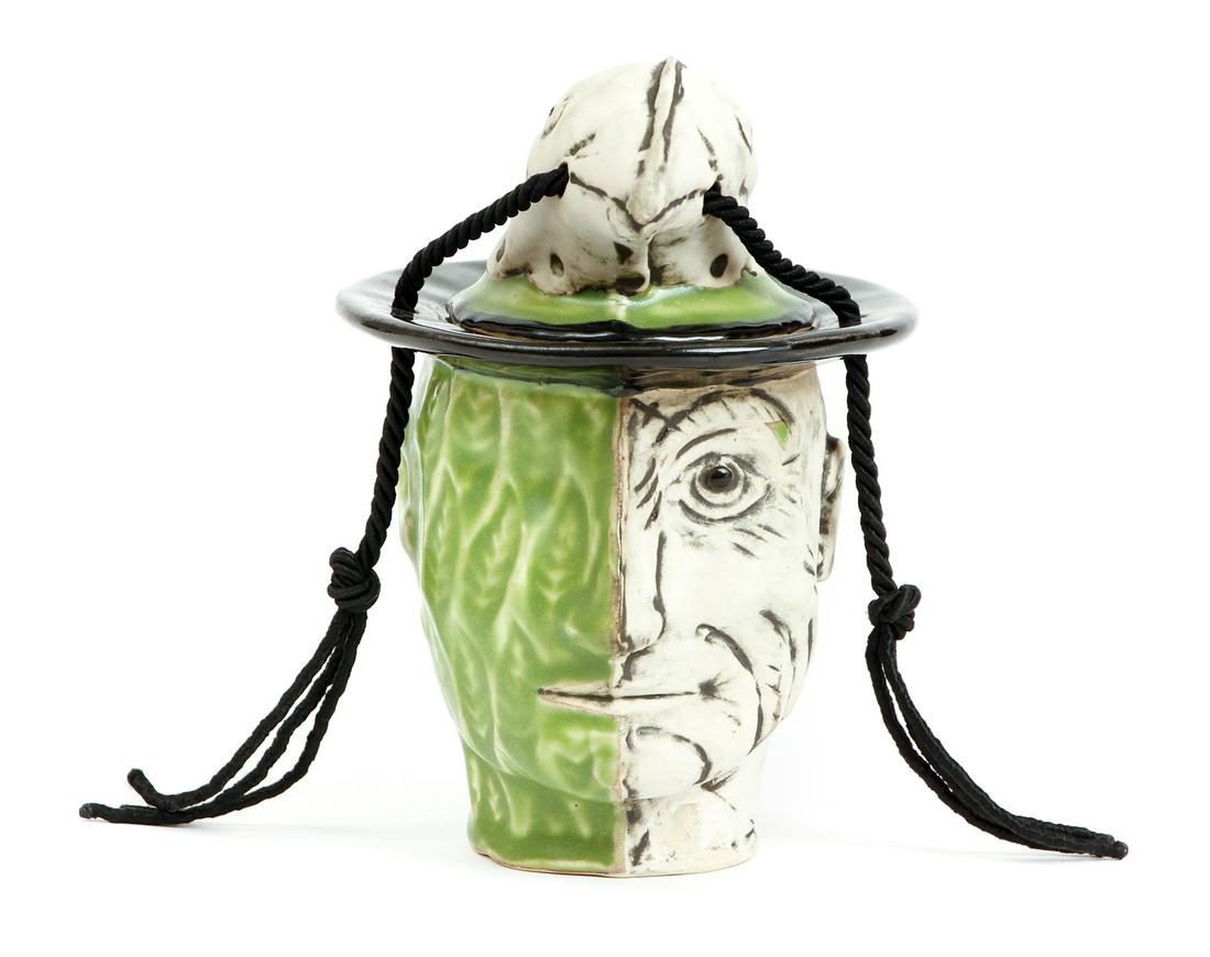 Chuck Aydlett Jar with Face and Bird (1 of 8)