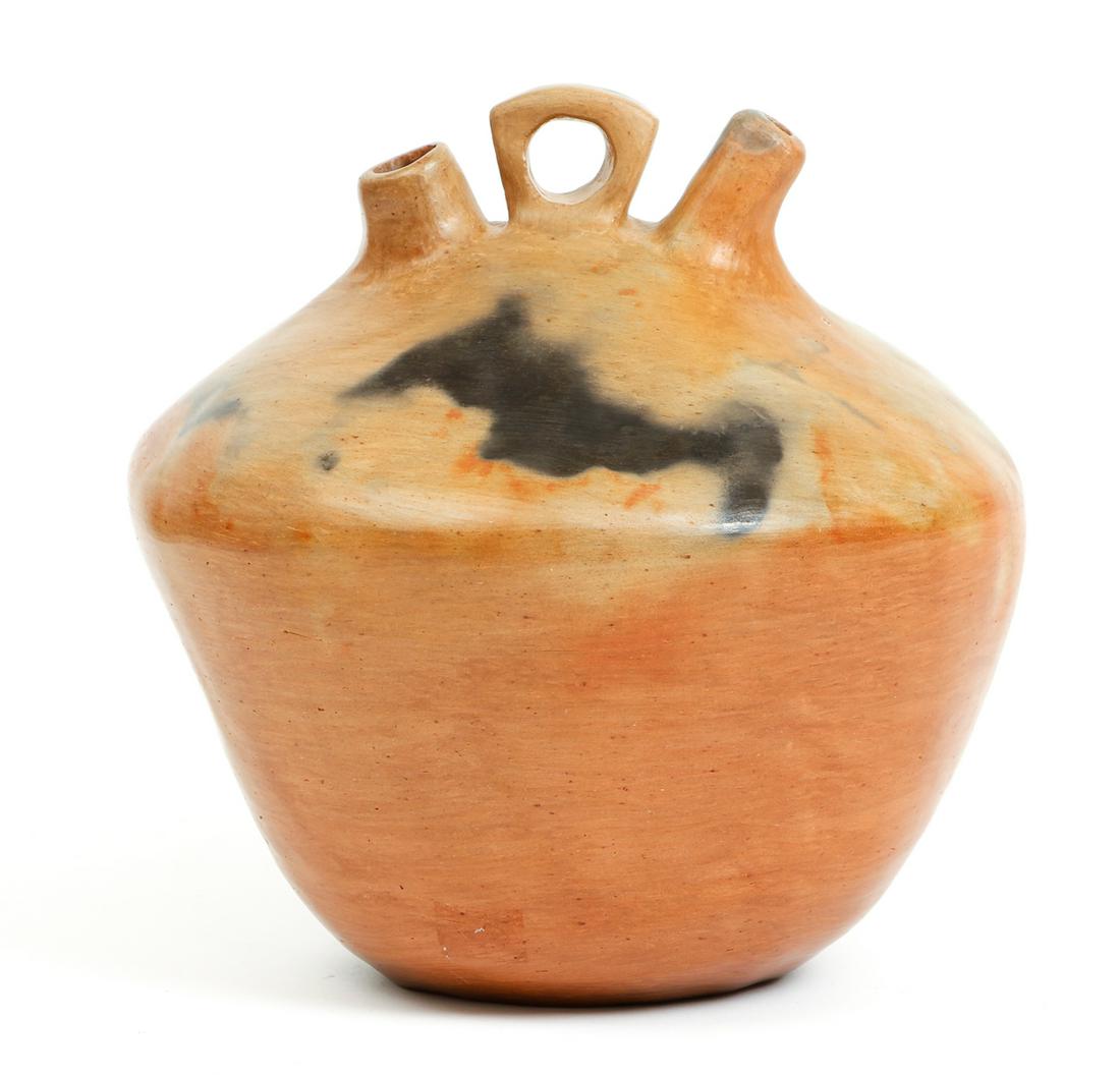 Warren Sanders Catawba Ceramic Vessel: Sanders, Warren (American/Native American, 21st century), Catawba ceramic vessel, 2000, artist's name, date and symbols incised on base, height 7 inches. Provenance: A lifelong collector of contempora