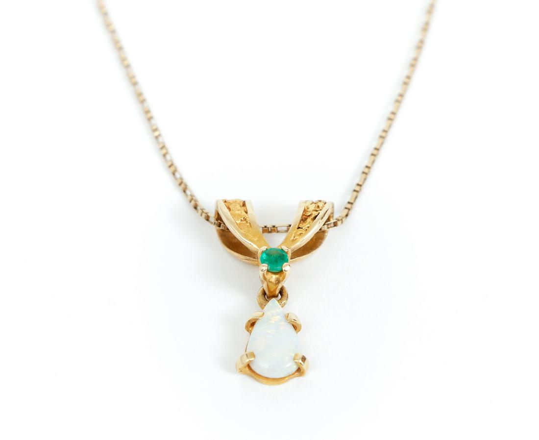 14K Emerald and Opal Pendant Necklace (1 of 4)