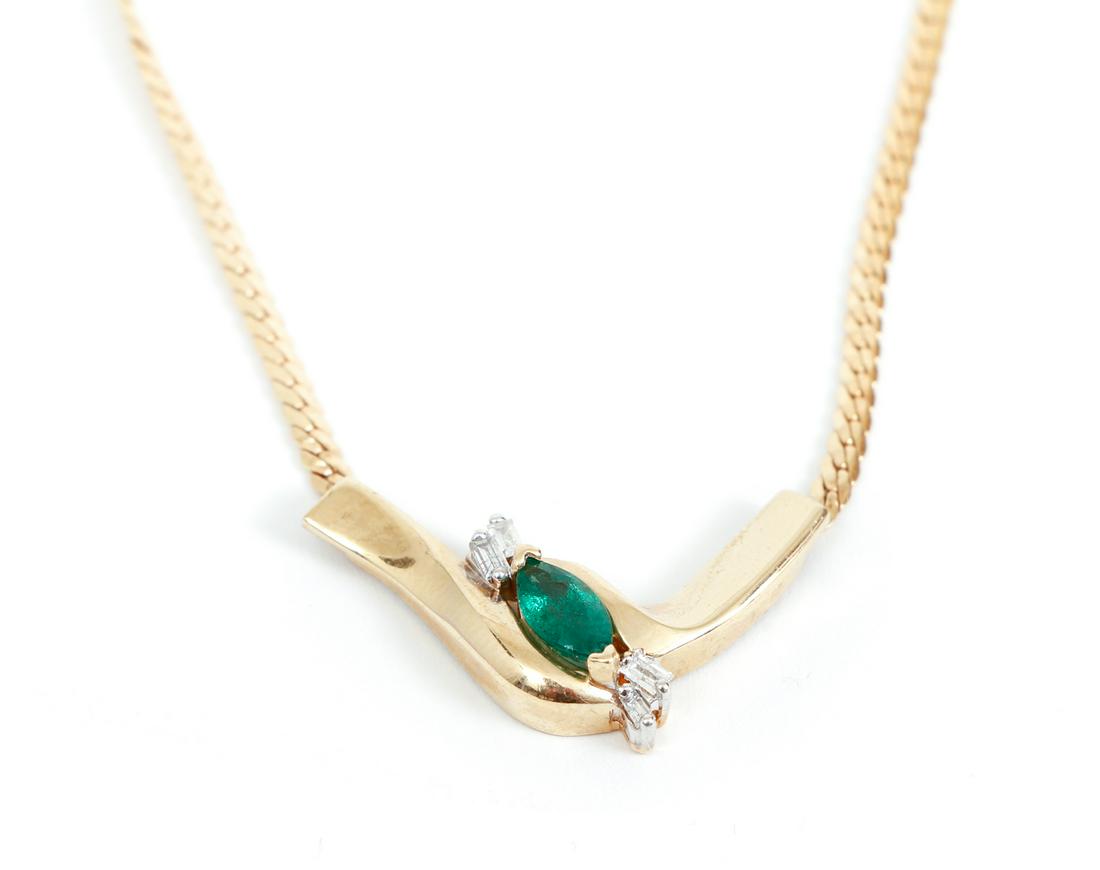 14K Emerald and Diamond Necklace (1 of 4)