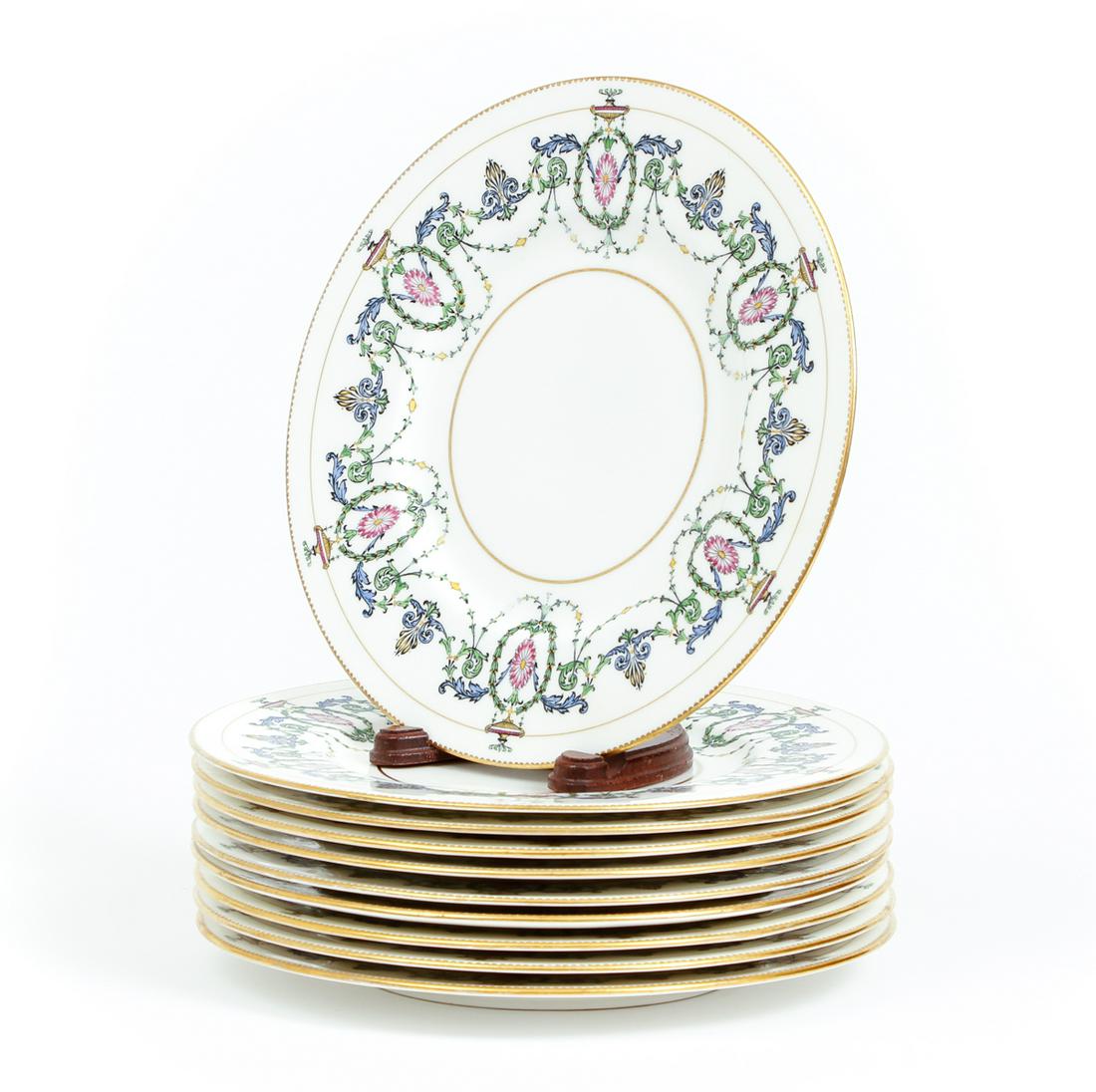 Set 10 Minton Dinner Plates Floral Swag (1 of 8)