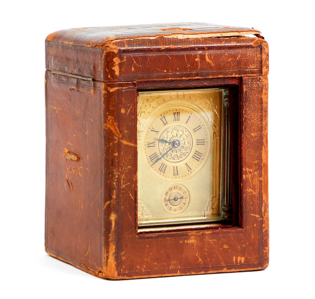 French Brass Carriage Clock Leather Box (1 of 13)