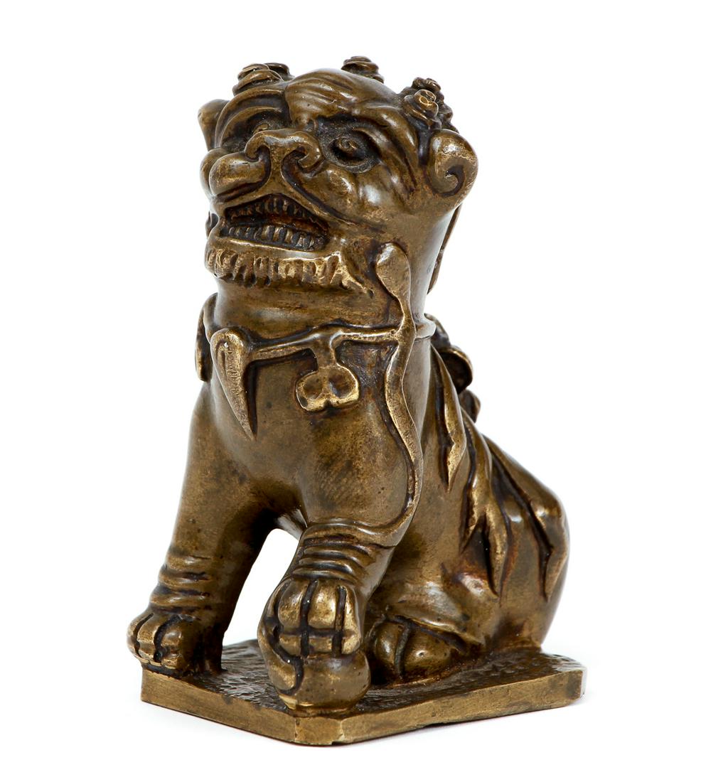 Chinese Bronze Buddhist Lion scroll weight (1 of 6)