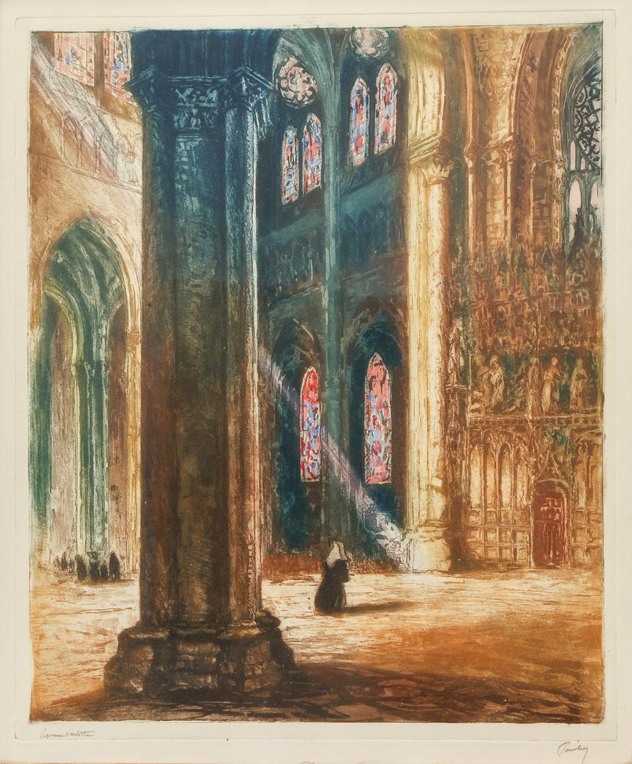 Pair French Cathedral Color Prints Signed (1 of 13)