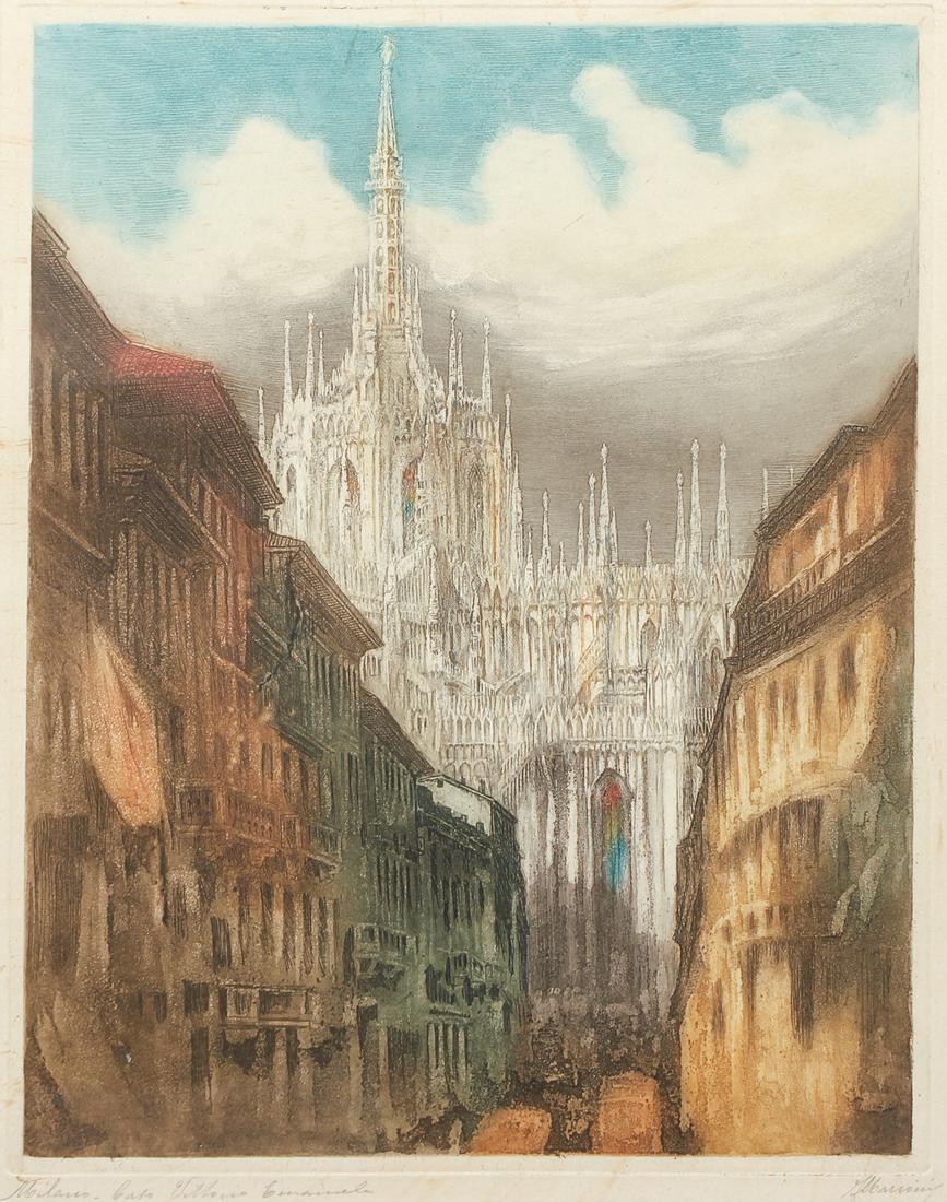 Aquatint Etching Milan Vittorio Emanuele (1 of 11)