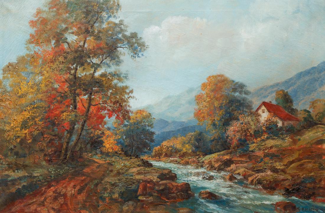 R. Eicher Landscape Painting of Country Brook (1 of 7)