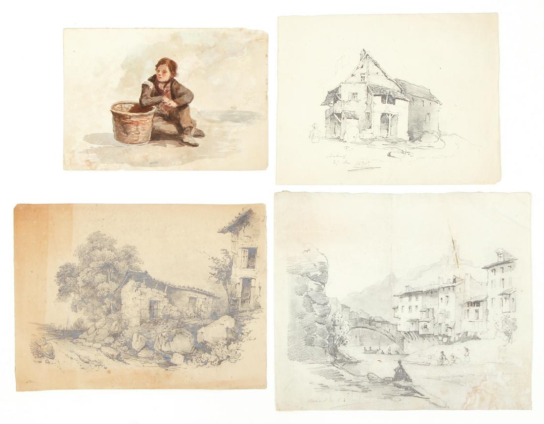 Regis Gignoux Lot Drawings Watercolor (1 of 16)