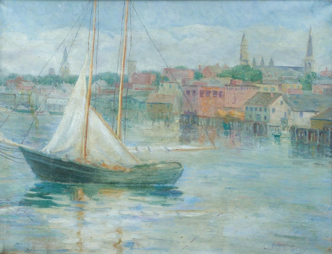 L Gray Oil Painting Gloucester Harbor (1 of 7)