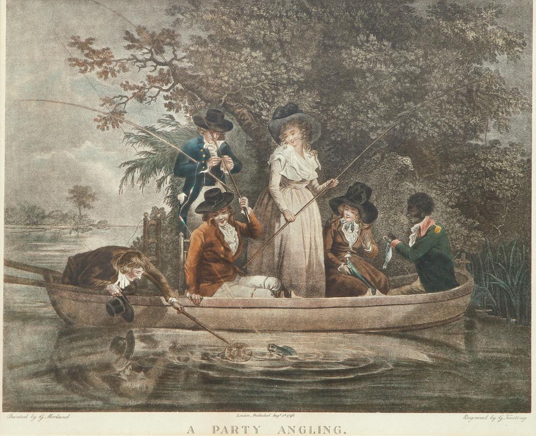 Party Angling Colored Engraving 1798 (1 of 9)