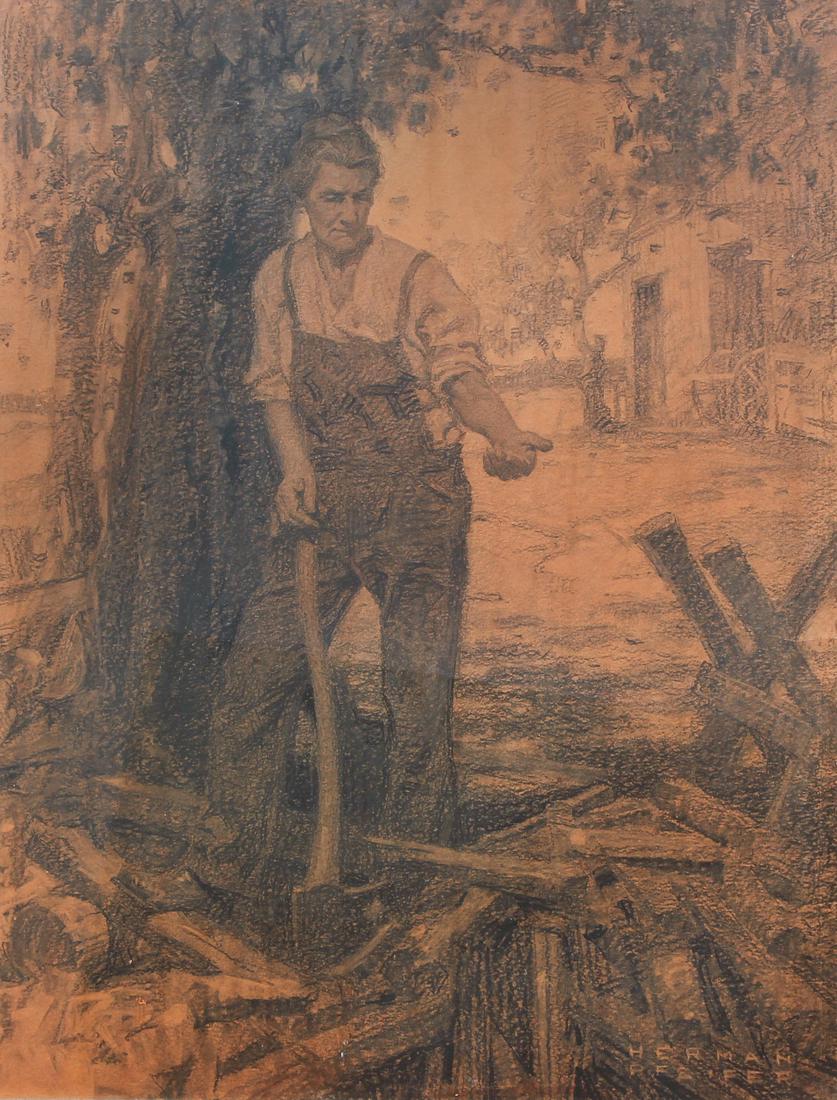 Herman Pfeifer Drawing Farmer Chopping Wood (1 of 8)