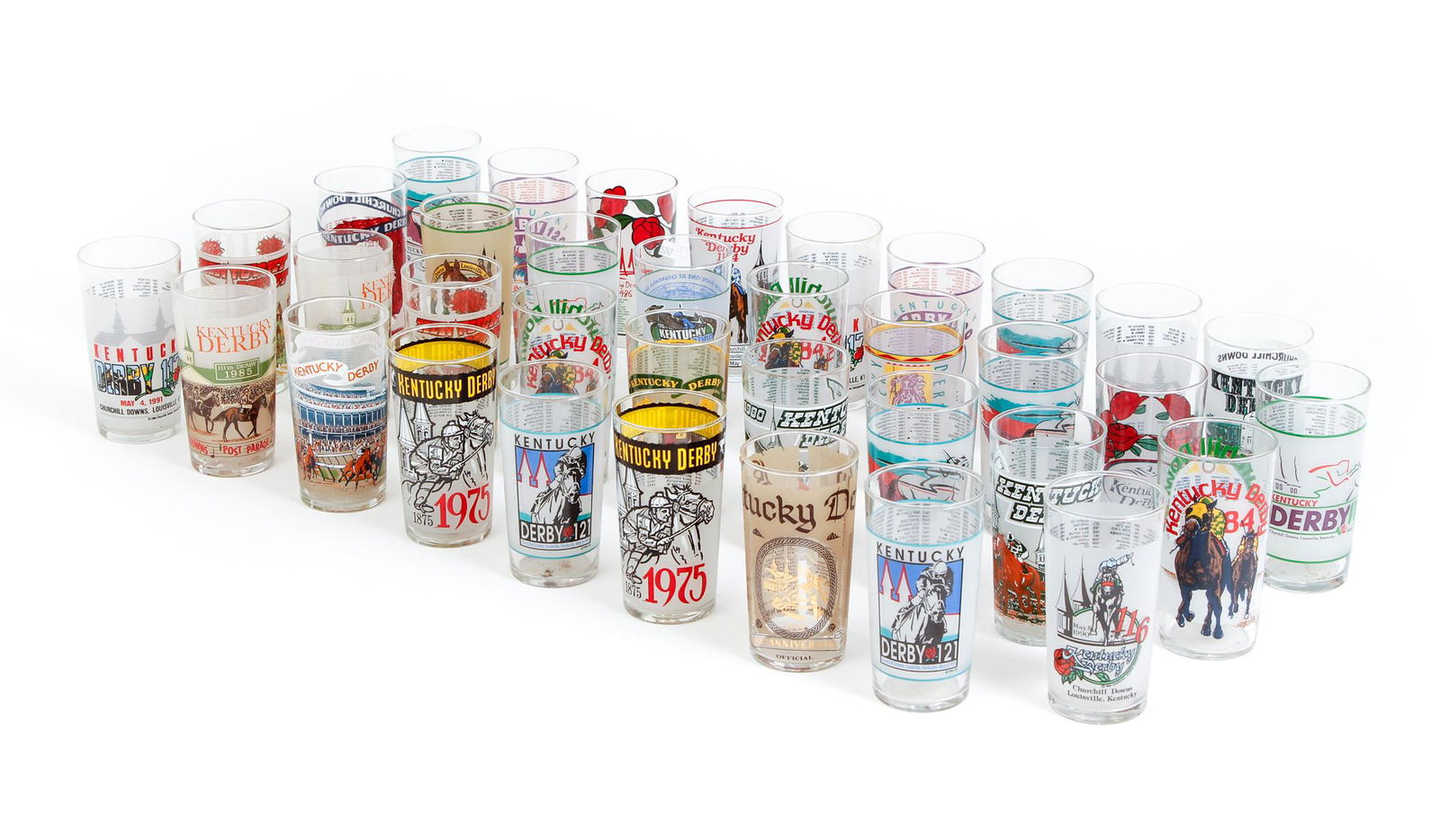 Collection of 36 Kentucky Derby Glass Tumblers (1 of 15)