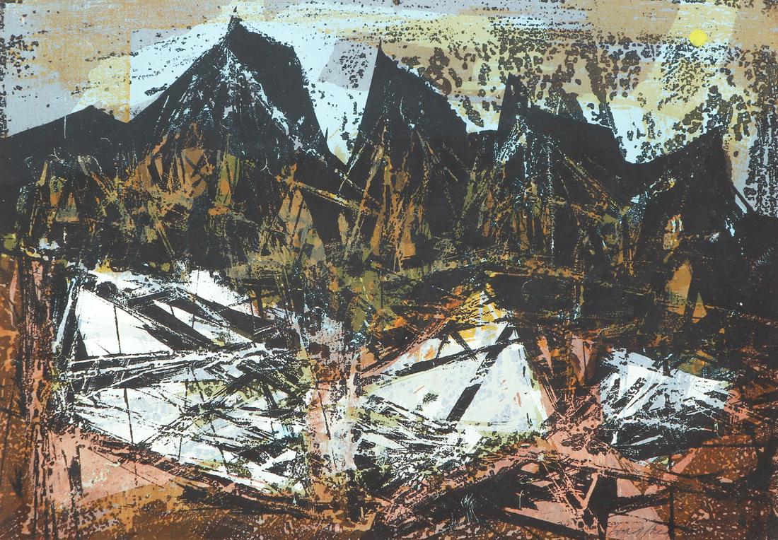 Howard Bradford 1954 Pacific Coast Series woodcut (1 of 9)