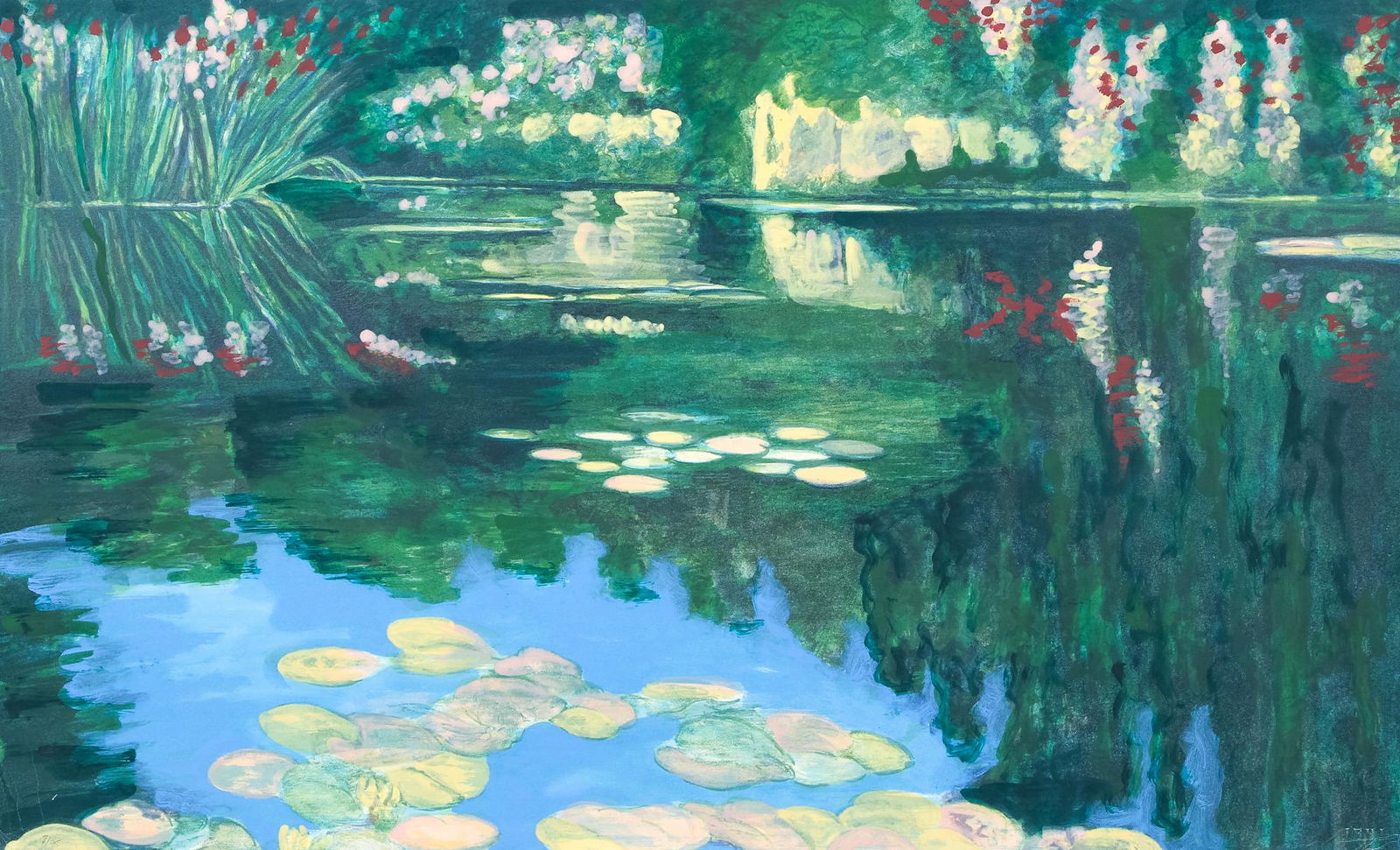 Diane Burko Hand colored lithograph Diptych "Lily (1 of 13)