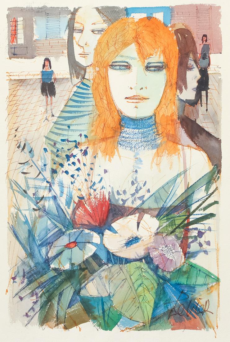 Charles Levier 1970s gouache Femme (1 of 7)