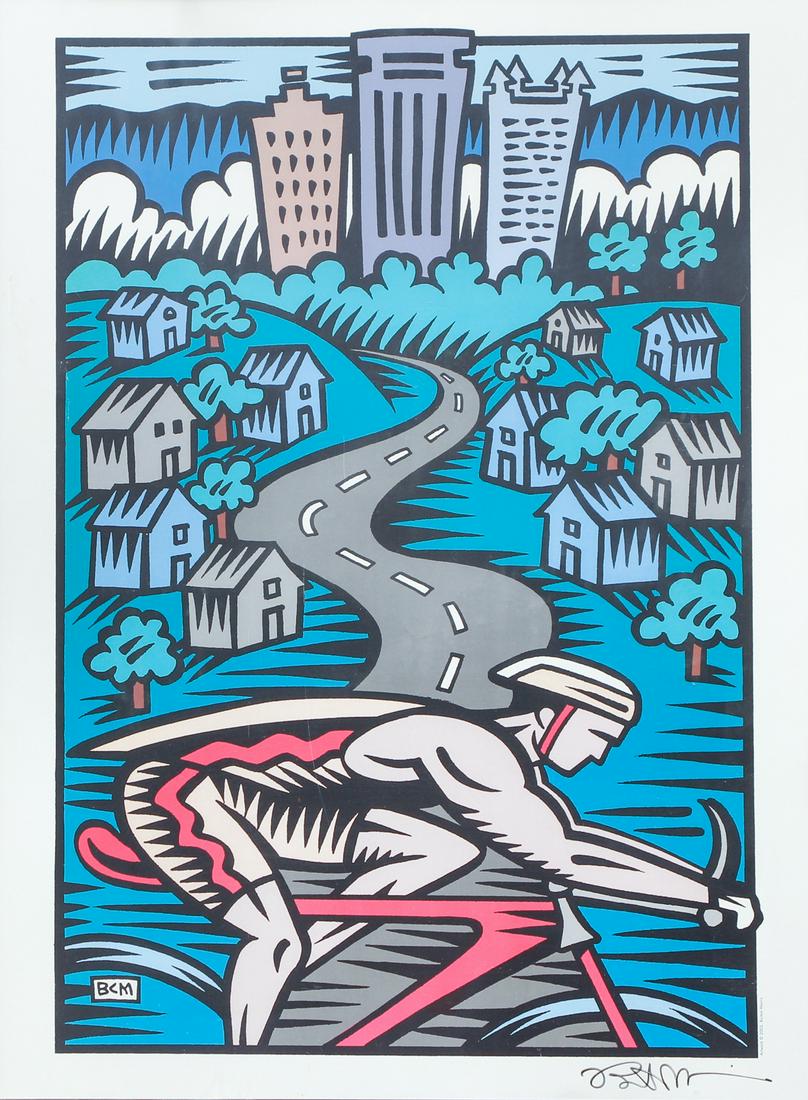 Burton Morris Signed Poster Bicycle Pittsburgh (1 of 8)
