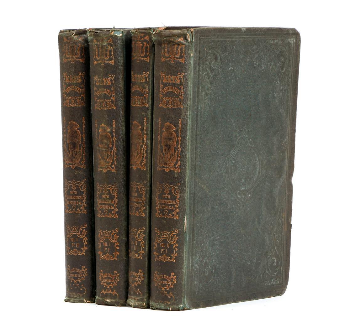 John Kay Series Original Portraits Caricature: Kay, John, A Series of Original Portraits and Caricature Etchings, 2 volumes complete in 4 books, 1842, second edition, Hugh Paton, Edinburgh, hardcover, 8vos., contemporary full green cloth, gilt tit
