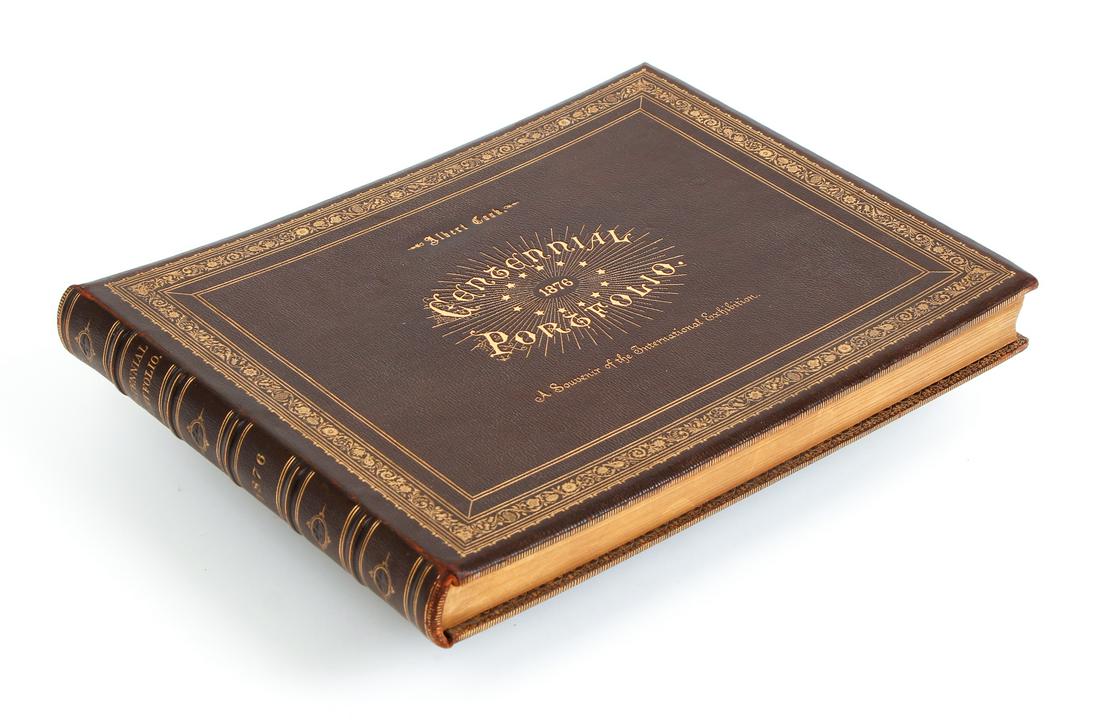 Westcott Centennial Portfolio 1876 Lithos: Westcott, Thompson, Centennial Portfolio: A Souvenir of the International Exhibition at Philadelphia, 1876, First edition, Thomas Hunter, Philadelphia, oblong folio (12 x 16 inches), publisher's dark 