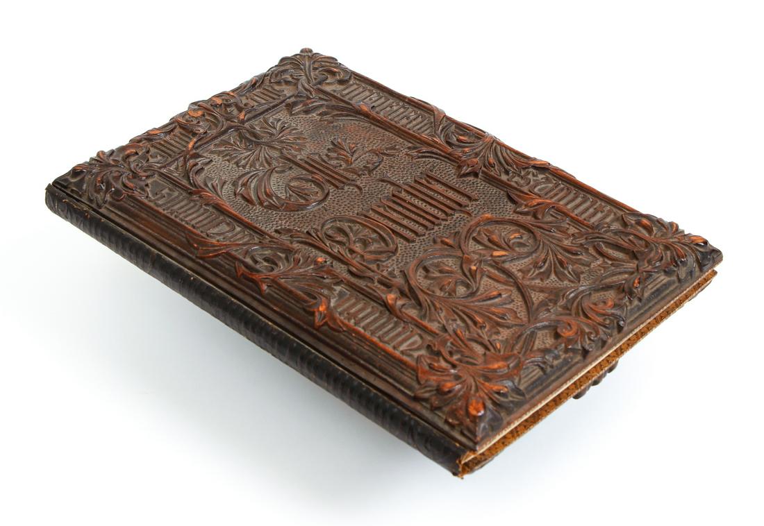 Owen Jones The Preacher Illuminated Repousse: The Words of the Preacher, Son of David, King of Jerusalem, illuminated by Owen Jones, 1849, First Edition, Longmans, London, 4to. (11.5 x 8 inches), in original "carved" wooden boards with leather sp