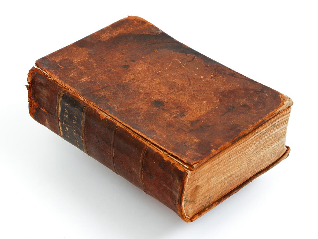 Noah Webster American Dictionary English 1842: Webster, Noah, An American Dictionary of the English Language... Revised Edition with Appendix, 1842, White & Sheffield, New York, hardcover, large 8vo., original full leather binding with title label