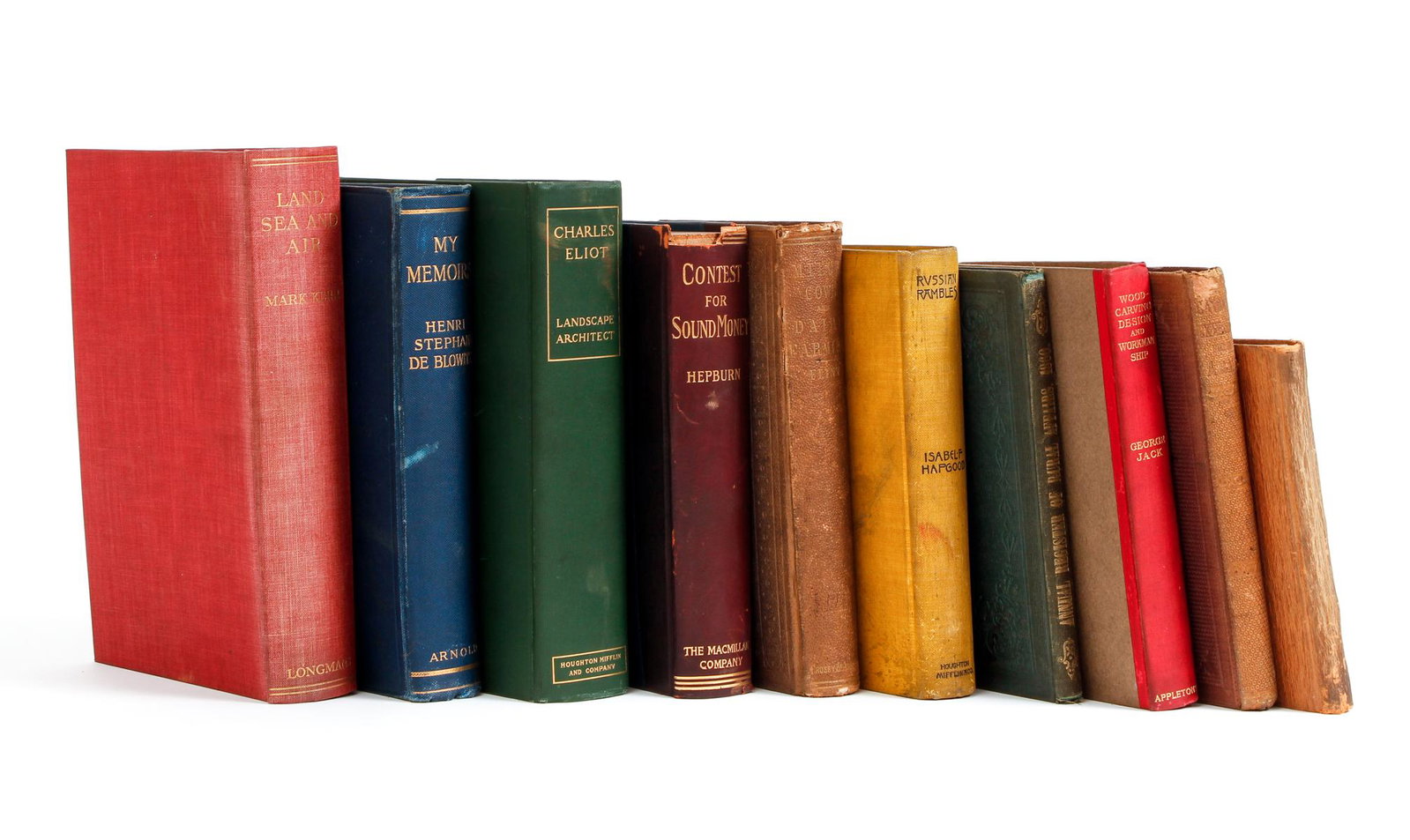 Lot Americana History 10 books McClellan Cows: Lot of 10 books, mostly Americana, some world history, either early 20th or late 19th century, all in original bindings, highlights include George McClellan's Bayonet Exercises, Russian Rambles by Hap