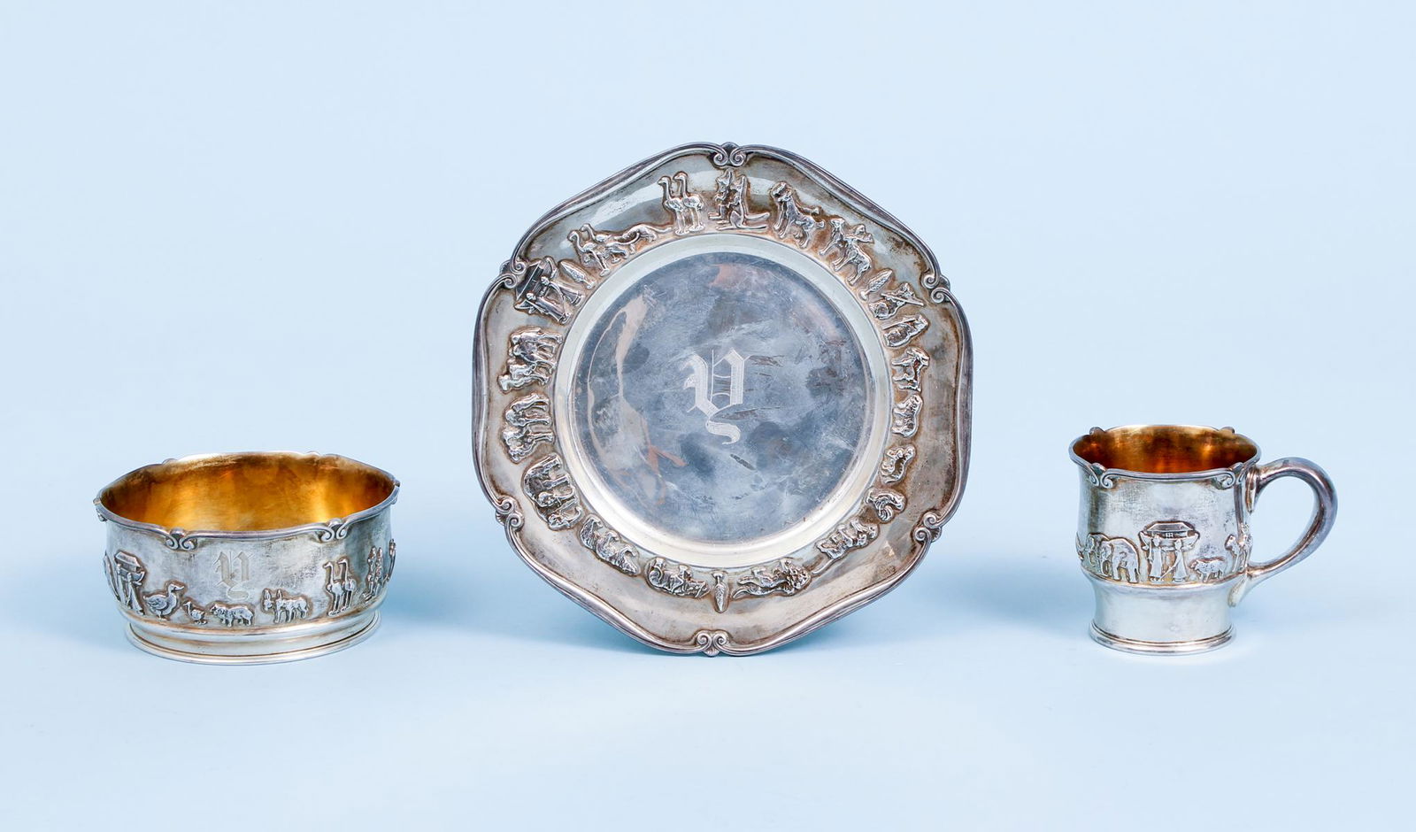 Shreve Crump Low Noah's Ark Sterling Set Tray Bowl Cup (1 of 16)