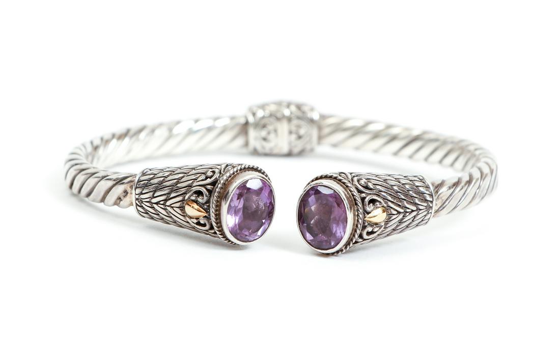 Sterling 18K Artisan Amethyst Cuff (1 of 4)