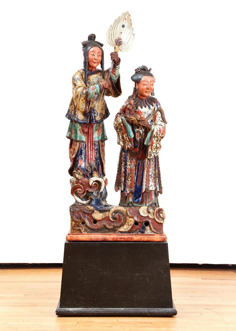 Asian Terra Cotta Glazed Sculpture on Stand (1 of 13)