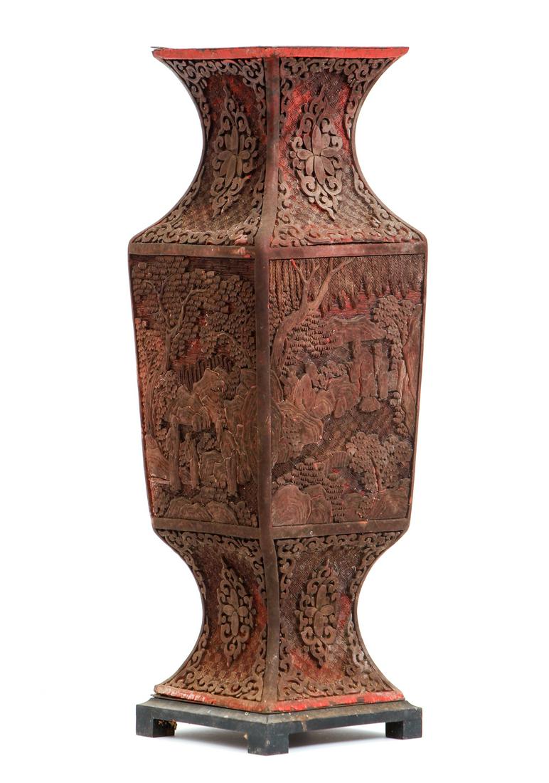 Tall Chinese Cinnabar Vase (1 of 10)