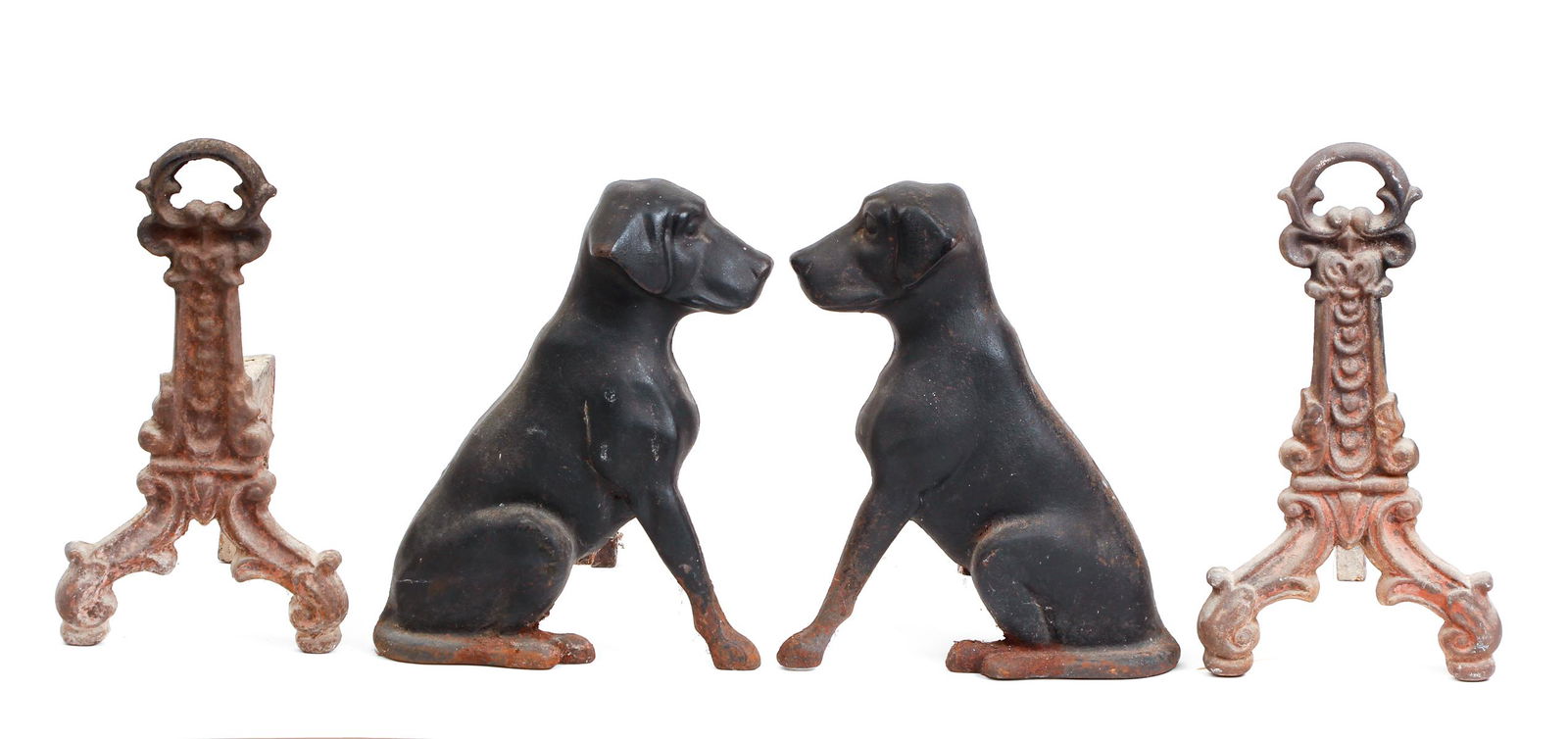 LIBERTY FOUNDRY LABRADOR CAST IRON DOG ANDIRONS with (1 of 11)