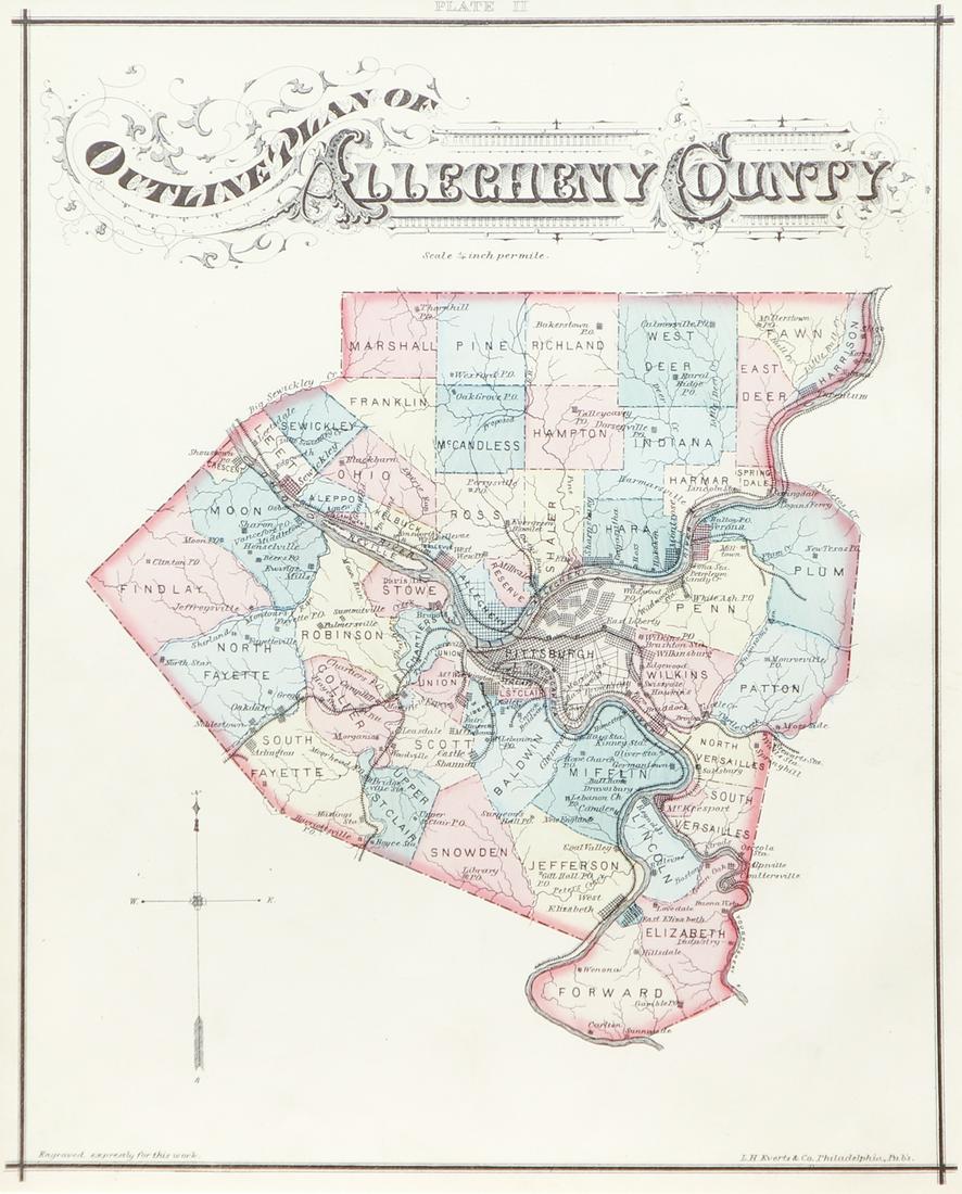 1876 OUTLINE PLAN ALLEGHENY COUNTY, published by L. H. (1 of 8)