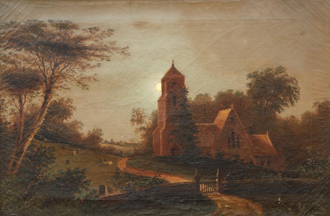 American mid 19th Century Moonlit Churchyard (1 of 8)